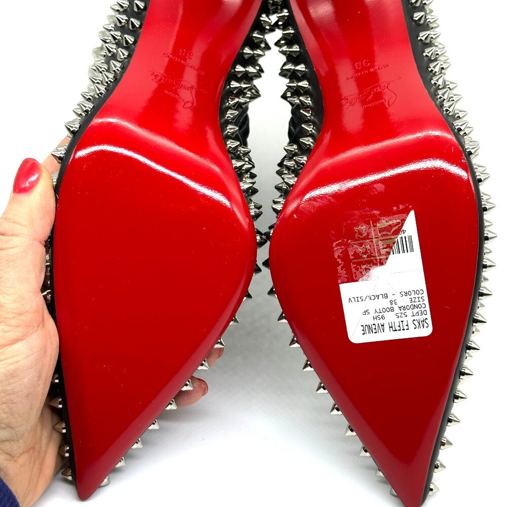 Christian Louboutin CONDORA BOOTY SPIKES 100 Ankle Bootie Boots Heels - Picture 14 of 16